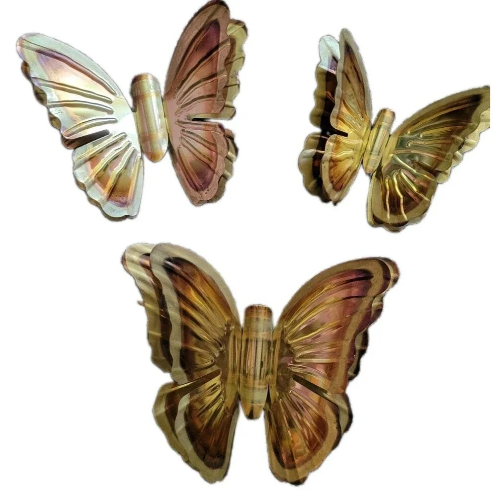 Vintage Home Interiors Brass Butterflies Wall Hangings Decor BOHO 1970-80's